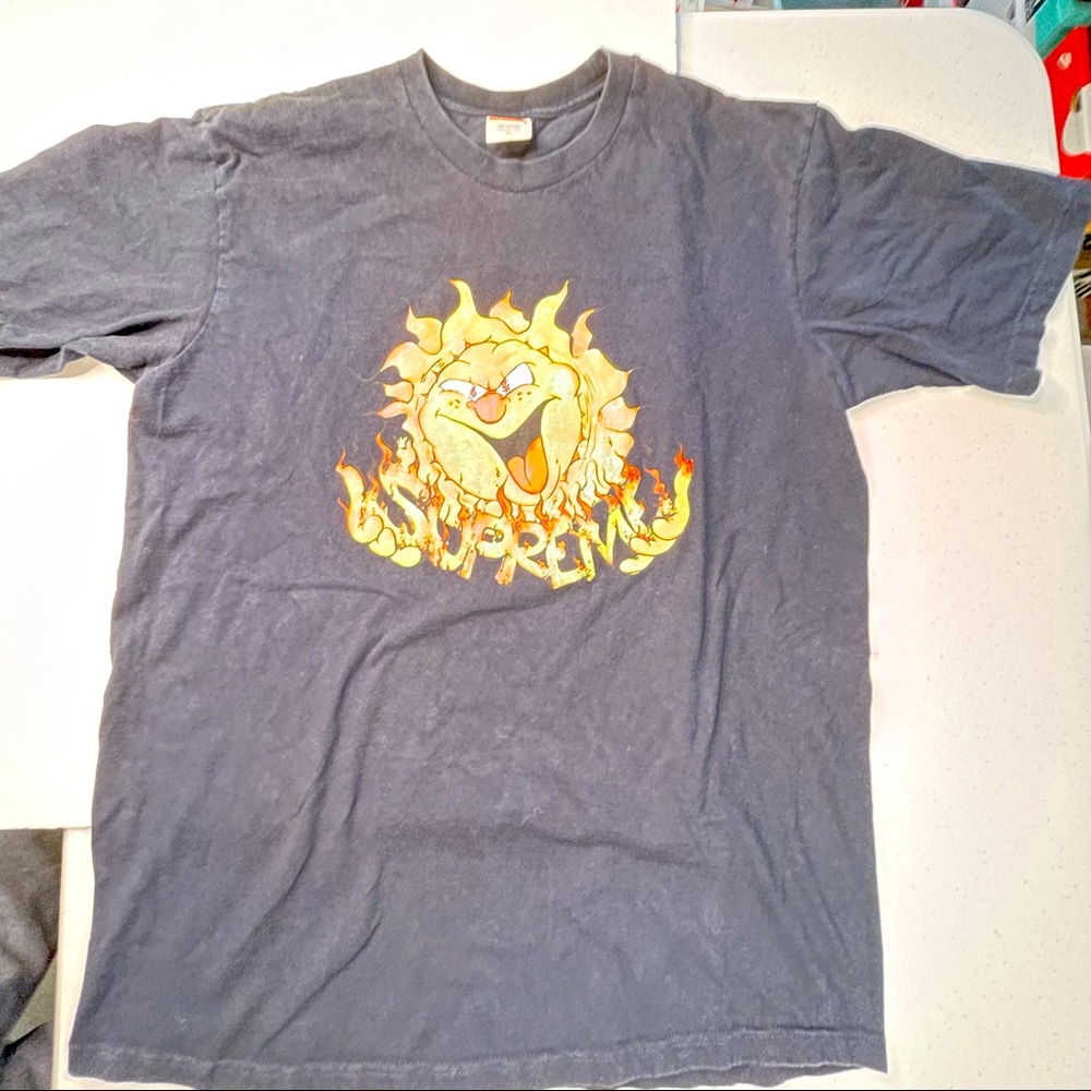 Supreme Sunshine Logo Mens Medium Size Black Color Graphic Tee Shirt